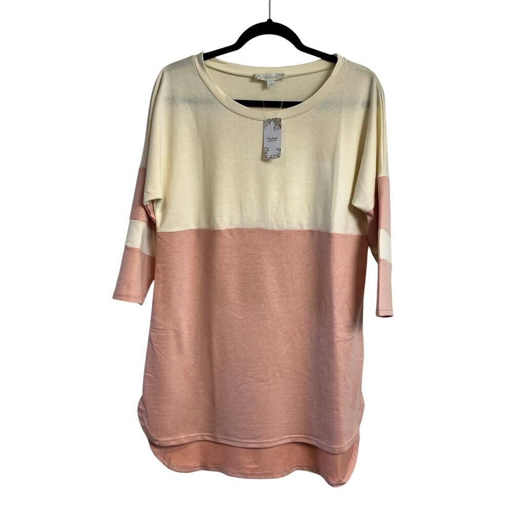 Weekend Suzanne Betro Hi Lo Tunic 3/4 Sleeve Colorblock Rugby Shirt NWT Size M